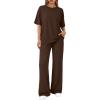 imageTrendy Queen Women 2 Piece Matching Summer Lounge Sets Clothing 2026 Short Sleeve Oversized Shirts amp Pants Travel OutfitCocoa