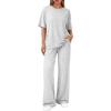 imageTrendy Queen Women 2 Piece Matching Summer Lounge Sets Clothing 2026 Short Sleeve Oversized Shirts amp Pants Travel OutfitOatmeal Grey