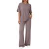 imageTrendy Queen Women 2 Piece Matching Summer Lounge Sets Clothing 2026 Short Sleeve Oversized Shirts amp Pants Travel OutfitRose Taupe