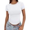 imageTrendy Queen Womens Basic T Shirts Summer Tops 2026 Crop Short Sleeve Slim Fit Tee Cute Gym Workout ClothesWhite