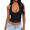 imageTrendy Queen Womens Going Out Tops Lace VNeck Sleeveless Double Lined Halter Y2K Sexy Crop Summer Fashion Tank Top 2026Black