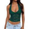 imageTrendy Queen Womens Going Out Tops Lace VNeck Sleeveless Double Lined Halter Y2K Sexy Crop Summer Fashion Tank Top 2026Green