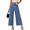 imageTrendy Queen Womens High Waisted Wide Leg Jeans Stretchy Barrel Baggy Denim Ankle Cropped Pants Raw HemBlue