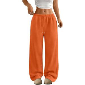 imageTrendy Queen Womens Wide Leg Sweatpants Baggy Drawstring Low Rise Lounge Pants 2026 Fall Joggers with PocketsOrange