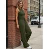 imageTrendy Queen Womens 2 Piece Summer Lounge Sets Butter Soft Tank Top amp High Waisted Wide Leg Pants with PocketsArmy Green