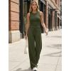 imageTrendy Queen Womens 2 Piece Summer Lounge Sets Butter Soft Tank Top amp High Waisted Wide Leg Pants with PocketsArmy Green