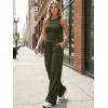 imageTrendy Queen Womens 2 Piece Summer Lounge Sets Butter Soft Tank Top amp High Waisted Wide Leg Pants with PocketsArmy Green