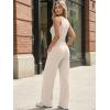 imageTrendy Queen Womens 2 Piece Summer Lounge Sets Butter Soft Tank Top amp High Waisted Wide Leg Pants with PocketsBeige