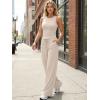 imageTrendy Queen Womens 2 Piece Summer Lounge Sets Butter Soft Tank Top amp High Waisted Wide Leg Pants with PocketsBeige