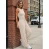 imageTrendy Queen Womens 2 Piece Summer Lounge Sets Butter Soft Tank Top amp High Waisted Wide Leg Pants with PocketsBeige
