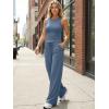 imageTrendy Queen Womens 2 Piece Summer Lounge Sets Butter Soft Tank Top amp High Waisted Wide Leg Pants with PocketsDusty Blue
