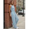 imageTrendy Queen Womens 2 Piece Summer Lounge Sets Butter Soft Tank Top amp High Waisted Wide Leg Pants with PocketsLight Blue