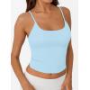 imageTrendy Queen Double Lined Adjustable Spaghetti Strap Tank Top for Women Cute Summer Basic Crop Top for Teen Workout Going OutLightblue