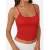 imageTrendy Queen Double Lined Adjustable Spaghetti Strap Tank Top for Women Cute Summer Basic Crop Top for Teen Workout Going OutRed