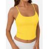 imageTrendy Queen Double Lined Adjustable Spaghetti Strap Tank Top for Women Cute Summer Basic Crop Top for Teen Workout Going OutYellow