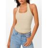 imageTrendy Queen Halter Tops for Women 2026 Summer Going Out Tops Backless Crop Sleeveless Workout Shirts Cute Y2k ClothesApricot