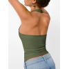 imageTrendy Queen Halter Tops for Women 2026 Summer Going Out Tops Backless Crop Sleeveless Workout Shirts Cute Y2k ClothesArmy Green