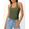 imageTrendy Queen Halter Tops for Women 2026 Summer Going Out Tops Backless Crop Sleeveless Workout Shirts Cute Y2k ClothesArmy Green