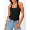 imageTrendy Queen Halter Tops for Women 2026 Summer Going Out Tops Backless Crop Sleeveless Workout Shirts Cute Y2k ClothesBlack