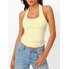 imageTrendy Queen Halter Tops for Women 2026 Summer Going Out Tops Backless Crop Sleeveless Workout Shirts Cute Y2k ClothesButter Yellow