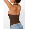 imageTrendy Queen Halter Tops for Women 2026 Summer Going Out Tops Backless Crop Sleeveless Workout Shirts Cute Y2k ClothesChocolate Brown