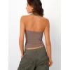 imageTrendy Queen Halter Tops for Women 2026 Summer Going Out Tops Backless Crop Sleeveless Workout Shirts Cute Y2k ClothesCoffeegrey