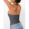 imageTrendy Queen Halter Tops for Women 2026 Summer Going Out Tops Backless Crop Sleeveless Workout Shirts Cute Y2k ClothesGreyblue