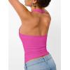 imageTrendy Queen Halter Tops for Women 2026 Summer Going Out Tops Backless Crop Sleeveless Workout Shirts Cute Y2k ClothesHot Pink