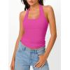 imageTrendy Queen Halter Tops for Women 2026 Summer Going Out Tops Backless Crop Sleeveless Workout Shirts Cute Y2k ClothesHot Pink