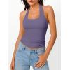 imageTrendy Queen Halter Tops for Women 2026 Summer Going Out Tops Backless Crop Sleeveless Workout Shirts Cute Y2k ClothesPurple