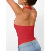imageTrendy Queen Halter Tops for Women 2026 Summer Going Out Tops Backless Crop Sleeveless Workout Shirts Cute Y2k ClothesRed