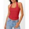 imageTrendy Queen Halter Tops for Women 2026 Summer Going Out Tops Backless Crop Sleeveless Workout Shirts Cute Y2k ClothesRed