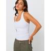 imageTrendy Queen Halter Tops for Women 2026 Summer Going Out Tops Backless Crop Sleeveless Workout Shirts Cute Y2k ClothesWhite