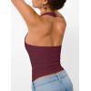 imageTrendy Queen Halter Tops for Women 2026 Summer Going Out Tops Backless Crop Sleeveless Workout Shirts Cute Y2k ClothesWine Red