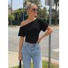 imageTrendy Queen Off the Shoulder Tops for Women 2026 Summer Short Sleeve Shirts Casual Cute Spring Clothes Y2k T ShirtsBlack