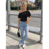 imageTrendy Queen Off the Shoulder Tops for Women 2026 Summer Short Sleeve Shirts Casual Cute Spring Clothes Y2k T ShirtsBlack