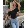 imageTrendy Queen Off the Shoulder Tops for Women 2026 Summer Short Sleeve Shirts Casual Cute Spring Clothes Y2k T ShirtsBlack