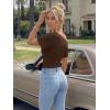 imageTrendy Queen Off the Shoulder Tops for Women 2026 Summer Short Sleeve Shirts Casual Cute Spring Clothes Y2k T ShirtsChocolate Brown