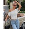 imageTrendy Queen Off the Shoulder Tops for Women 2026 Summer Short Sleeve Shirts Casual Cute Spring Clothes Y2k T ShirtsOatmeal Grey