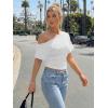 imageTrendy Queen Off the Shoulder Tops for Women 2026 Summer Short Sleeve Shirts Casual Cute Spring Clothes Y2k T ShirtsOatmeal Grey