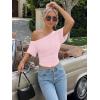 imageTrendy Queen Off the Shoulder Tops for Women 2026 Summer Short Sleeve Shirts Casual Cute Spring Clothes Y2k T ShirtsPink