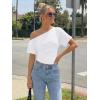 imageTrendy Queen Off the Shoulder Tops for Women 2026 Summer Short Sleeve Shirts Casual Cute Spring Clothes Y2k T ShirtsWhite