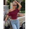 imageTrendy Queen Off the Shoulder Tops for Women 2026 Summer Short Sleeve Shirts Casual Cute Spring Clothes Y2k T ShirtsWine Red