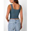 imageTrendy Queen Summer Tops for Women Teen Girls Cute Crop Tank Top Going Out Y2K Basic Bow Clothes Square Neck 2026 CamisoleHazeblue