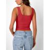 imageTrendy Queen Summer Tops for Women Teen Girls Cute Crop Tank Top Going Out Y2K Basic Bow Clothes Square Neck 2026 CamisoleRed