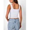 imageTrendy Queen Summer Tops for Women Teen Girls Cute Crop Tank Top Going Out Y2K Basic Bow Clothes Square Neck 2026 CamisoleWhite