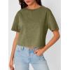 imageTrendy Queen Womens Crop Tops Short Sleeve TShirts Acid Wash Casual Summer Clothes Trendy Comfy 2026 Workout Baggy Soft TeesArmygreen