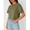 imageTrendy Queen Womens Crop Tops Short Sleeve TShirts Acid Wash Casual Summer Clothes Trendy Comfy 2026 Workout Baggy Soft TeesArmygreen