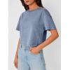 imageTrendy Queen Womens Crop Tops Short Sleeve TShirts Acid Wash Casual Summer Clothes Trendy Comfy 2026 Workout Baggy Soft TeesBlue