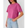 imageTrendy Queen Womens Crop Tops Short Sleeve TShirts Acid Wash Casual Summer Clothes Trendy Comfy 2026 Workout Baggy Soft TeesHotpink